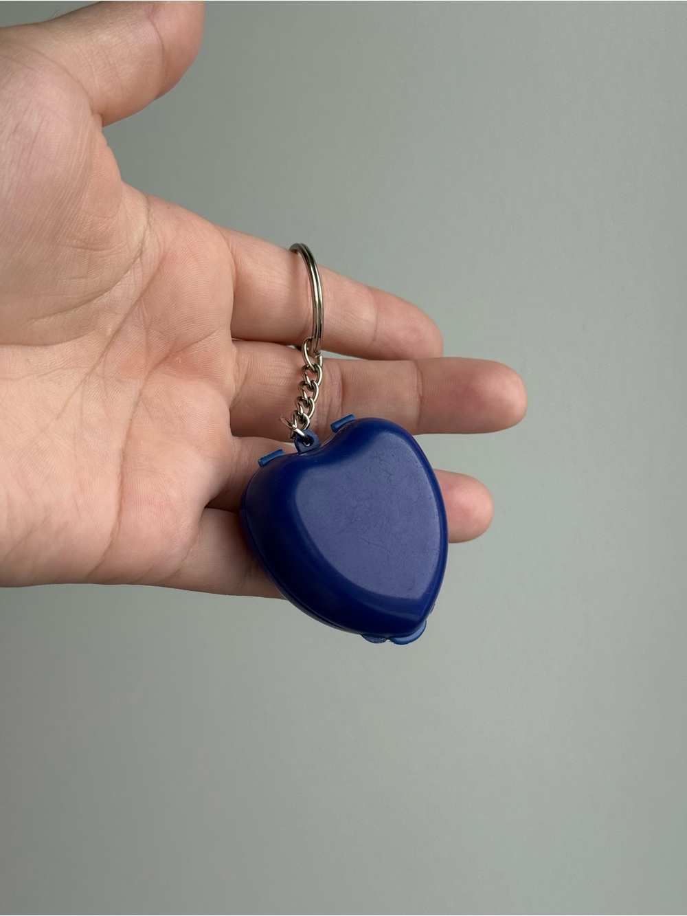 2" Blue Heart Secret Keepsake Plastic Storage Container Keychain